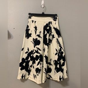 Zara pleated black and white floral a-line